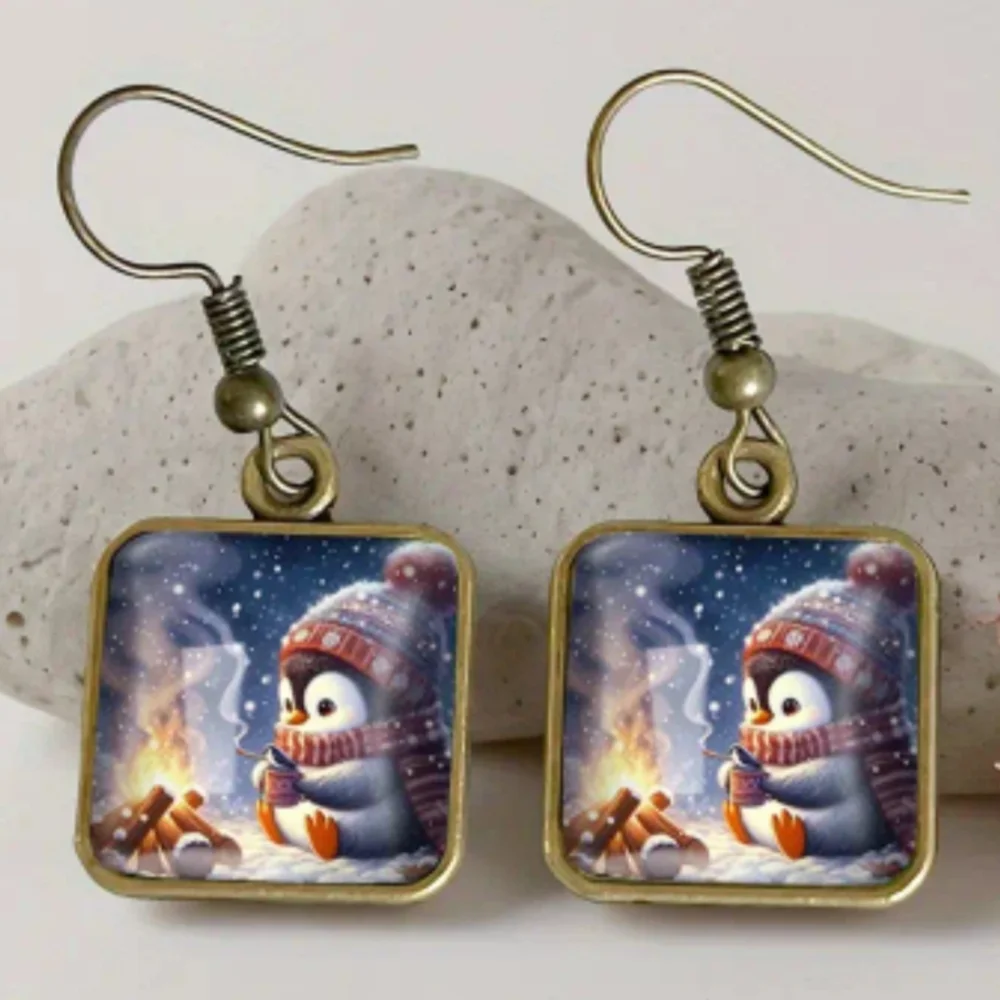 Charming Penguin Earrings‎ with Gold Accents